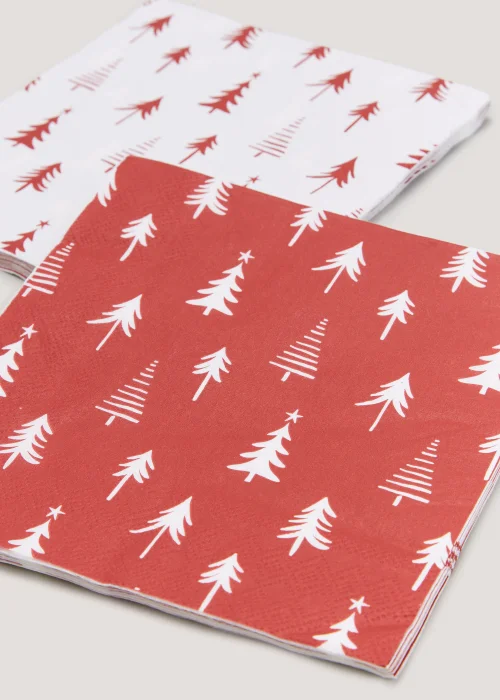 16 Pack Red Tree Napkins (33cm x 33cm) Image 2