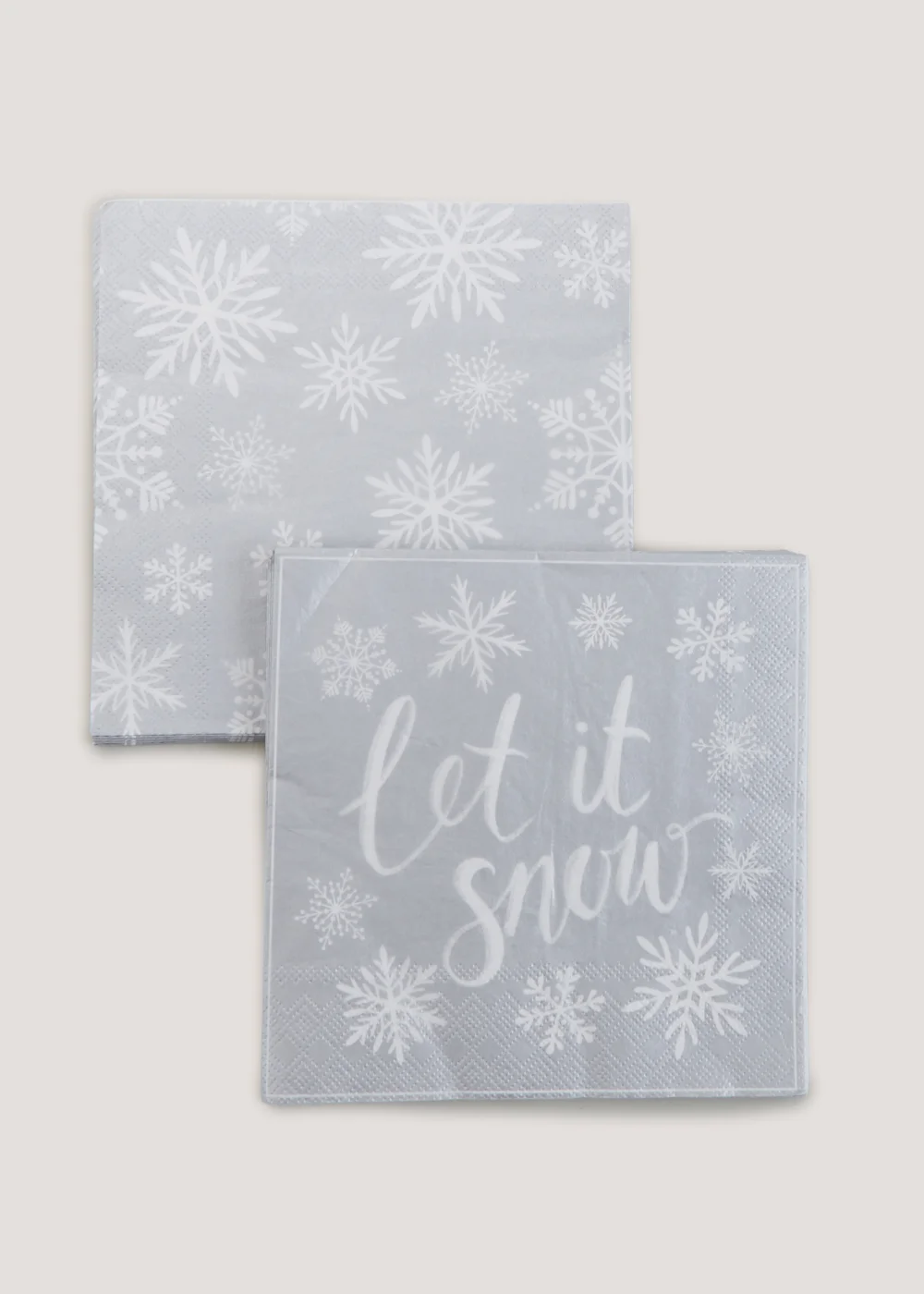 16 Pack Silver Let It Snow Napkins (33cm x 33cm) Image 1