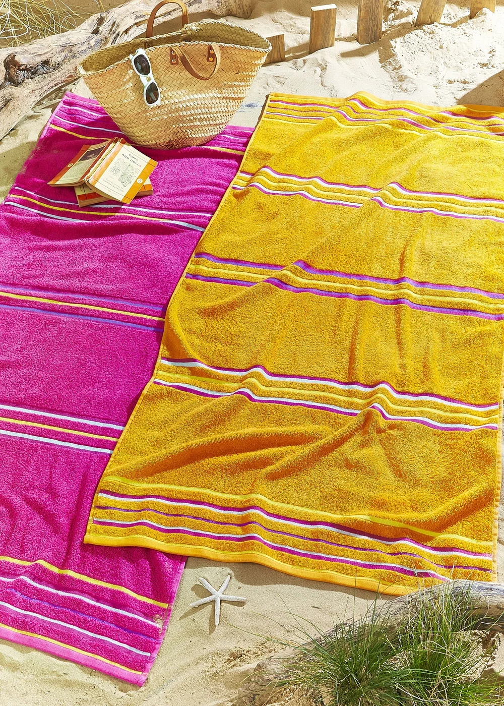 Catherine Lansfield Rainbow Cotton Beach Towel Pair - 75 X 150 Image 1