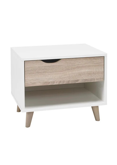 LPD Furniture Stockholm 1 Drawer Bedside White-Oak (400x390x500mm) - No Size Image 1