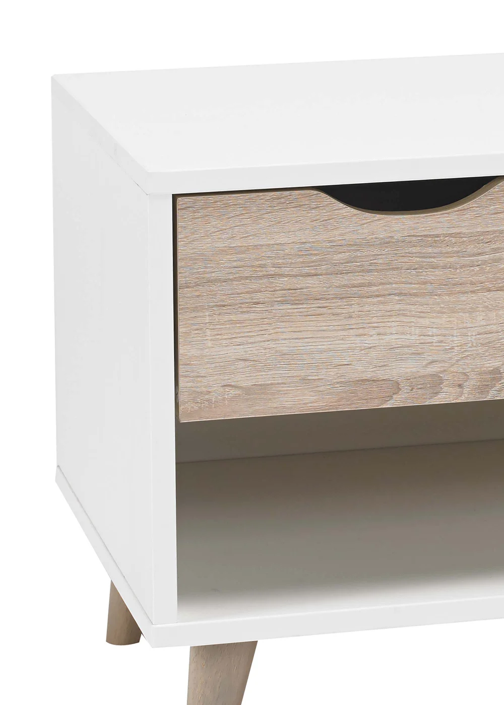 LPD Furniture Stockholm 1 Drawer Bedside White-Oak (400x390x500mm) - No Size Image 2