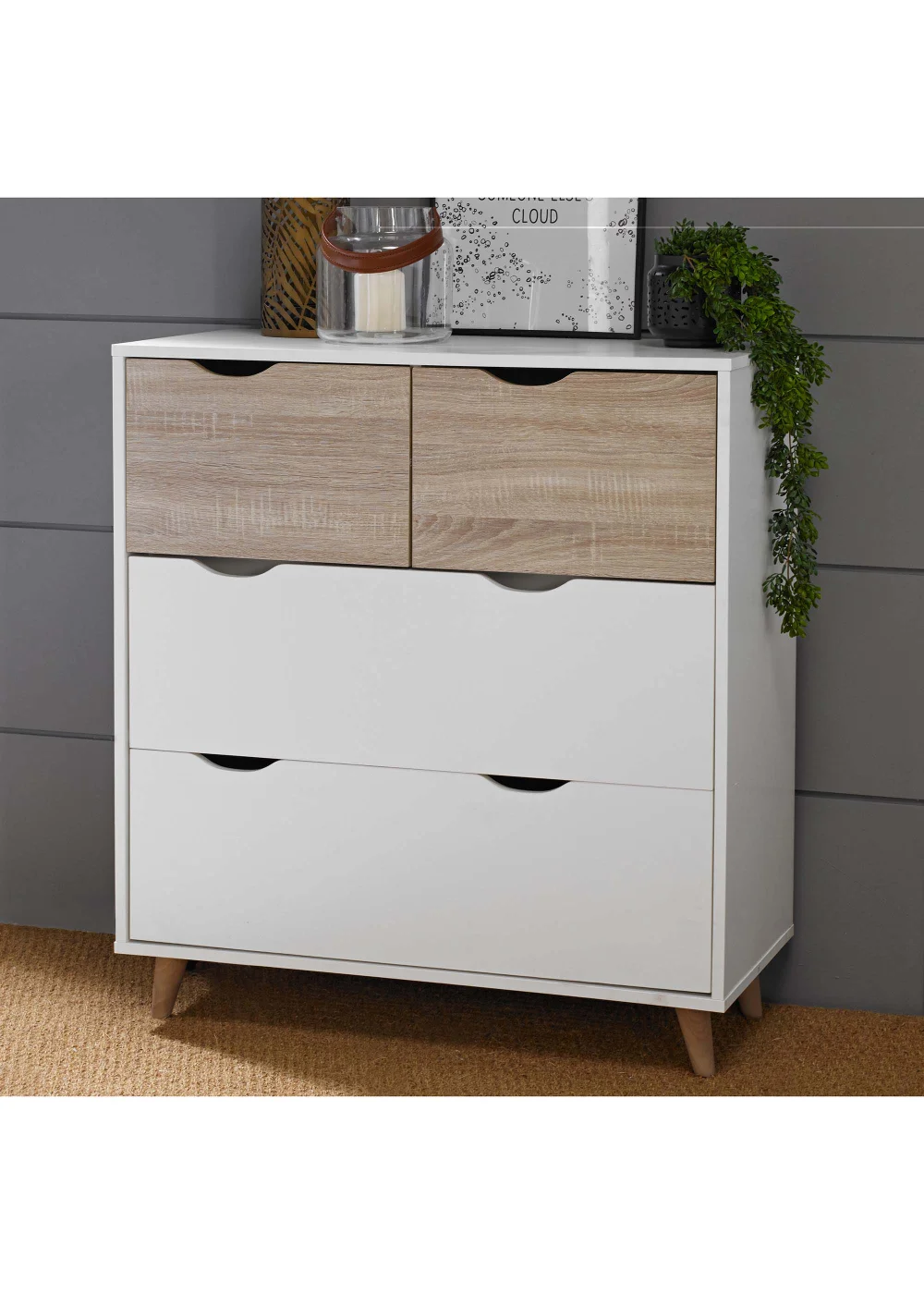 LPD Furniture Stockholm 4 Drawer Chest White-Oak (900x390x820mm) - No Size Image 2