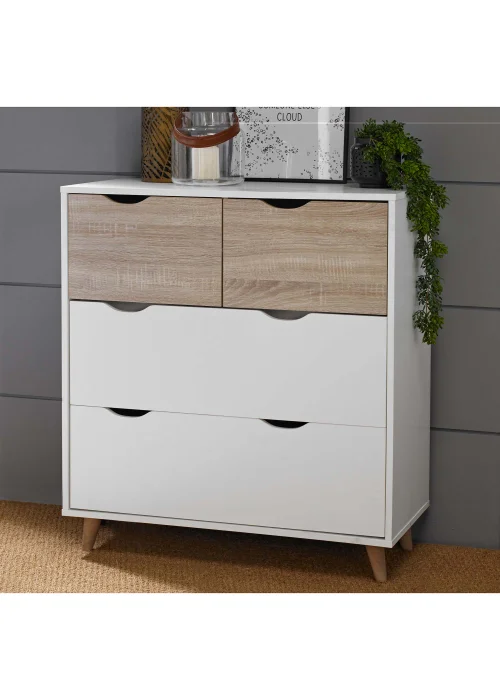 LPD Furniture Stockholm 4 Drawer Chest White-Oak (900x390x820mm) - No Size Image 2