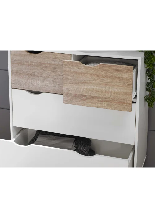 LPD Furniture Stockholm 4 Drawer Chest White-Oak (900x390x820mm) - No Size Image 1