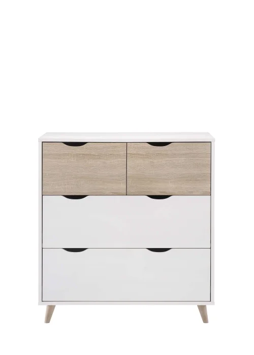 LPD Furniture Stockholm 4 Drawer Chest White-Oak (900x390x820mm) - No Size Image 3