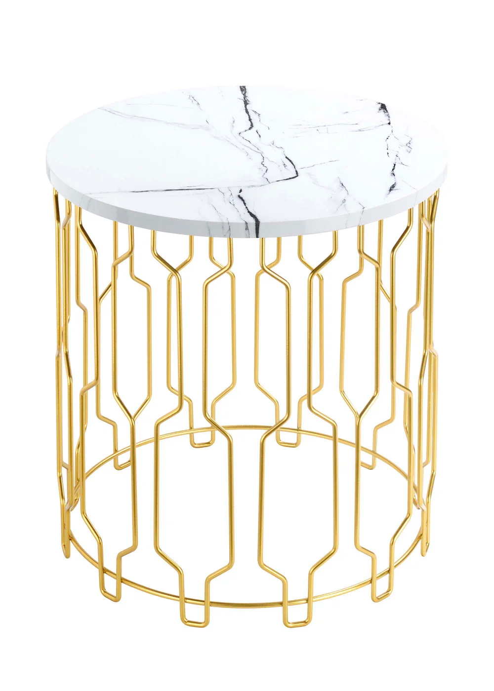 LPD Furniture Grace End Table White Marble Effect (420x390x390mm) - No Size Image 2