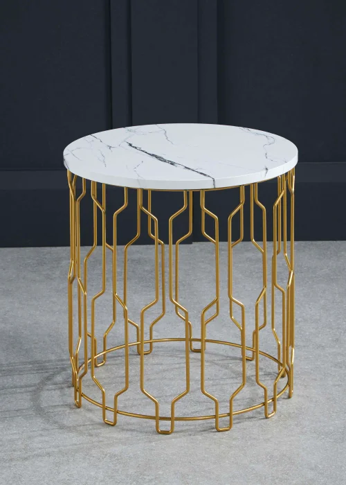 LPD Furniture Grace End Table White Marble Effect (420x390x390mm) - No Size Image 1