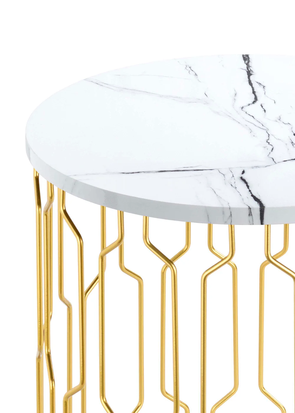 LPD Furniture Grace End Table White Marble Effect (420x390x390mm) - No Size Image 3