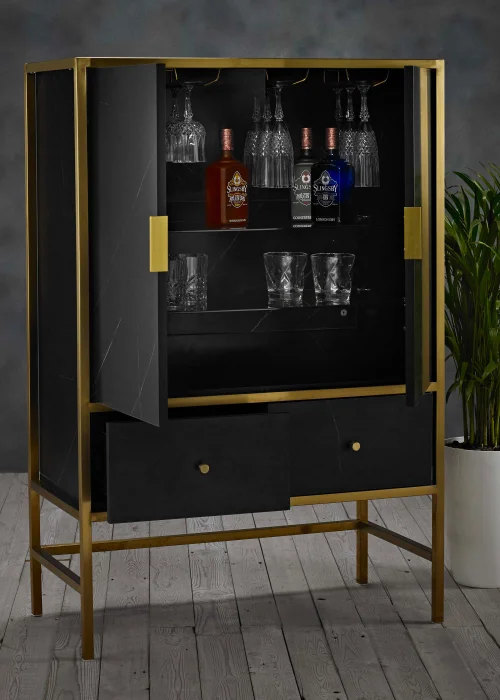 LPD Furniture Monaco Drinks Cabinet Black (1200x400x800mm) - No Size Image 1