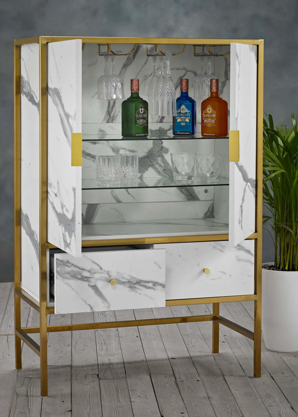 LPD Furniture Monaco Drinks Cabinet White (1200x400x800mm) - No Size Image 1
