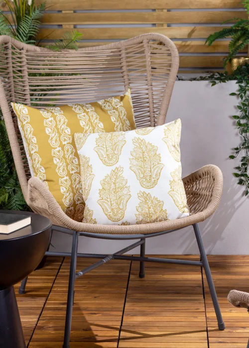 Paoletti Kalindi Stripe Outdoor Filled Cushion (55cm x 55cm x 8cm) Saffron - One Size Image 4