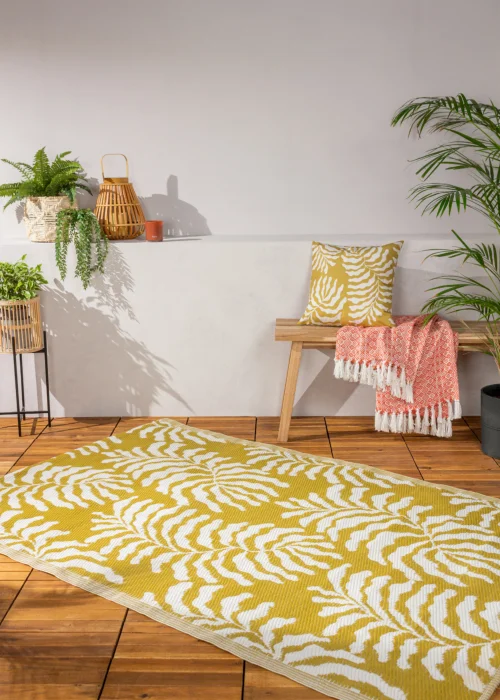 furn. Tocorico Reversible Outdoor Rug (120cm x 180cm) Mustard - One Size Image 2