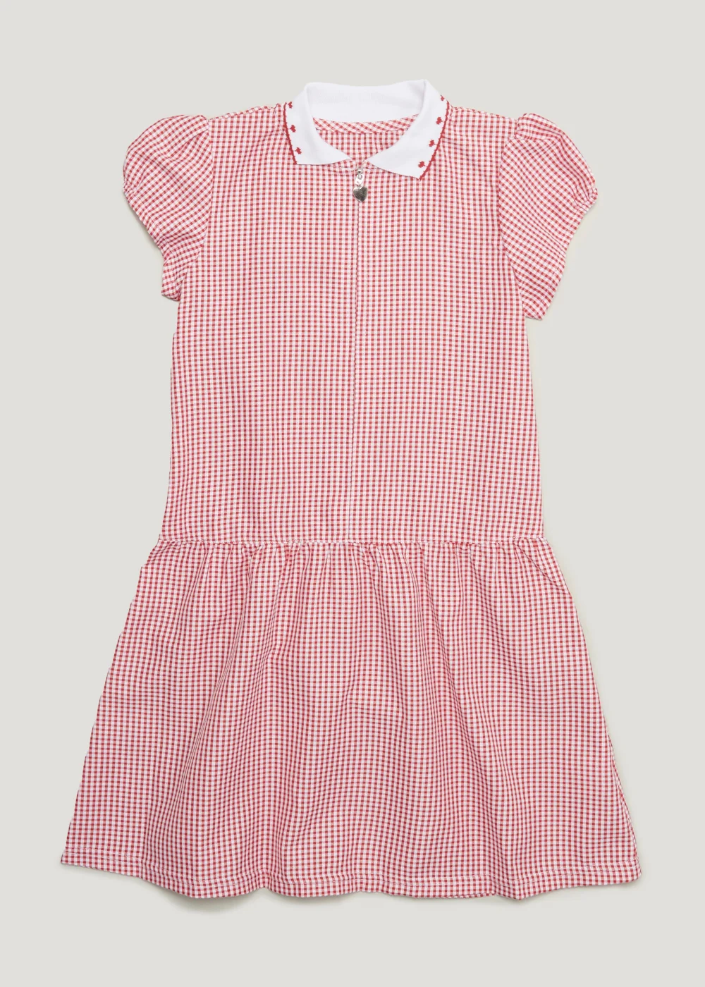 Girls Red Knitted Collar Gingham School Dress (3-14yrs) - Age 3 Years Image 1