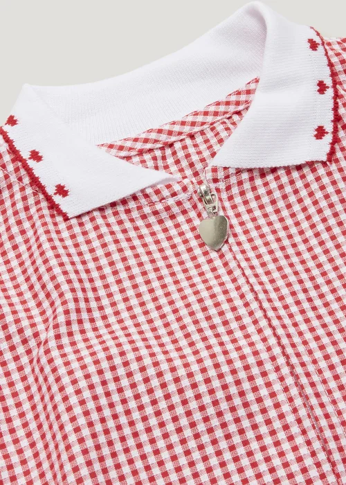 Girls Red Knitted Collar Gingham School Dress (3-14yrs) - Age 3 Years Image 2