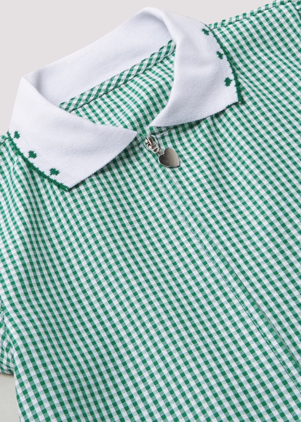 Girls Green Knitted Collar Gingham School Dress (3-14yrs) - Age 3 Years Image 2