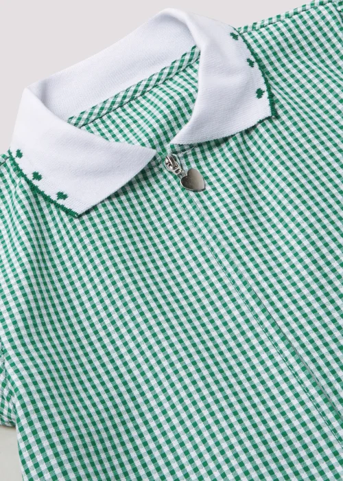 Girls Green Knitted Collar Gingham School Dress (3-14yrs) - Age 3 Years Image 2