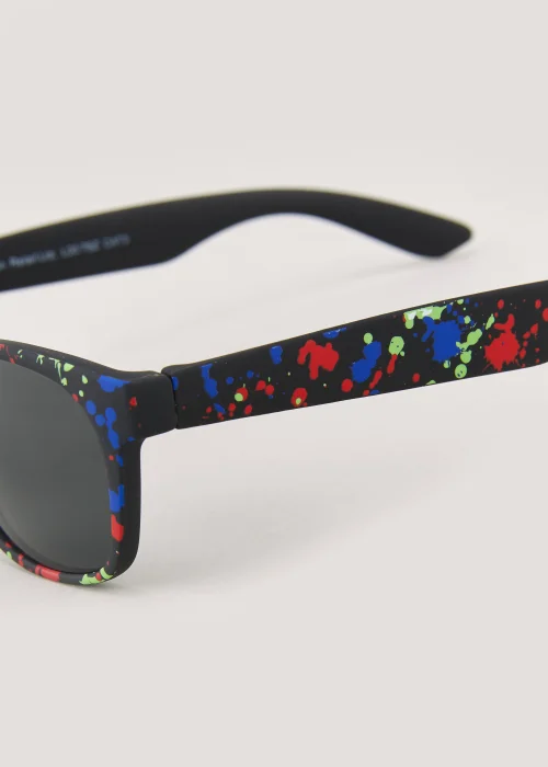 Black Splatter Print Sunglasses - One Size Image 2