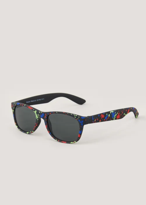 Black Splatter Print Sunglasses - One Size Image 1