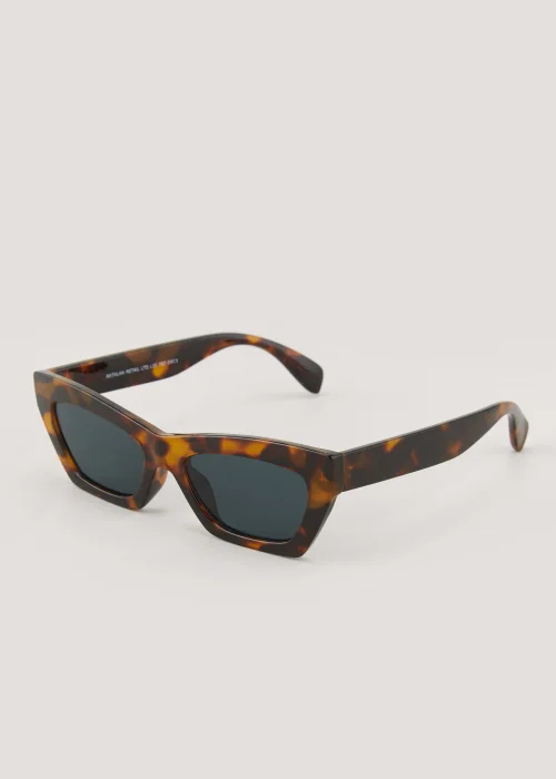 Brown Tortoise Shell Angular Sunglasses - One Size Image 1