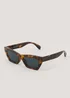 Brown Tortoise Shell Angular Sunglasses - One Size Image 1