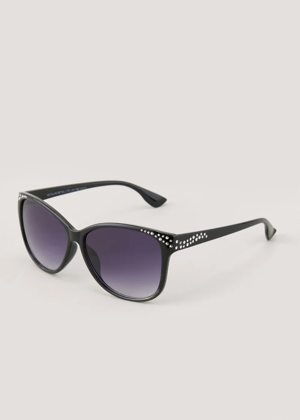 Black Diamante Cat Eye Sunglasses - One Size Image 1