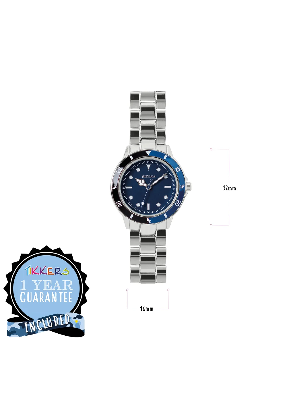 Kids Tikkers Silver Chain Link Watch - One Size Image 3