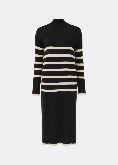 Black & Cream Stripe Super Soft Turtle Neck Dress - Size 8 Image 5