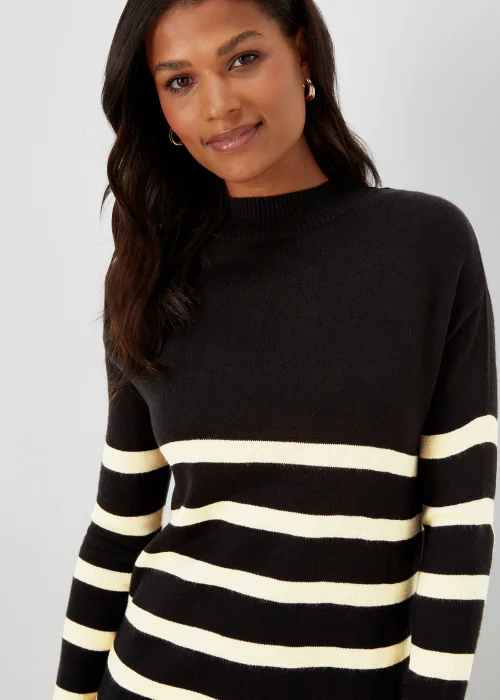 Black & Cream Stripe Super Soft Turtle Neck Dress - Size 8 Image 3