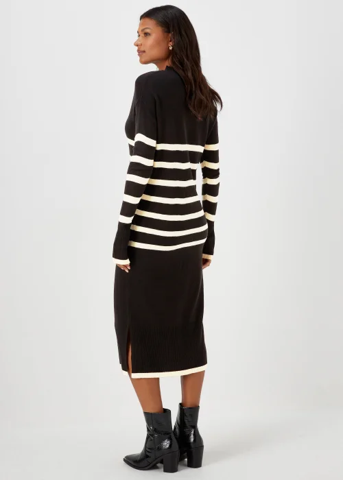 Black & Cream Stripe Super Soft Turtle Neck Dress - Size 8 Image 2
