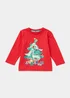 Boys Red Christmas Dinosaur Long Sleeve T-Shirt (9mths-6yrs) - 9-12 months Image 1
