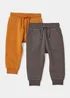 Boys 2 Pack Black & Tan Joggers (9mths-6yrs) - Age 9 - 12 Months Image 1