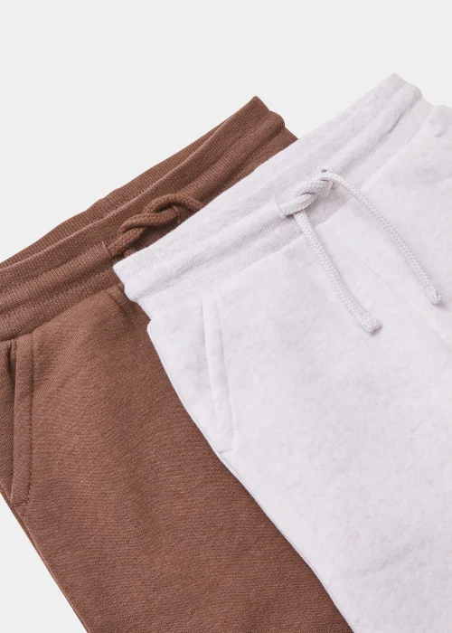 Boys 2 Pack Brown & Oatmeal Joggers (9mths-6yrs) - 9-12 months Image 2