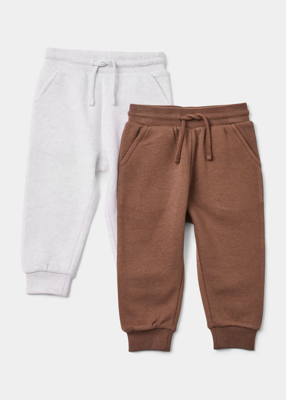 Boys 2 Pack Brown & Oatmeal Joggers (9mths-6yrs) - 9-12 months Image 1