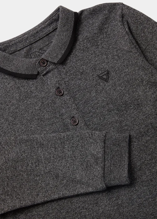 Boys Black Grindle Long Sleeve Polo Shirt (4-13yrs) - Age 4 Years Image 2