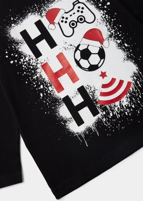 Boys Black Ho Ho Ho Christmas T-Shirt (4-13yrs) - Age 4 Years Image 2