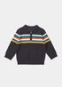 Boys Navy Stripe Knitted Polo Shirt (9mths-6yrs) - Age 9 - 12 Months Image 1