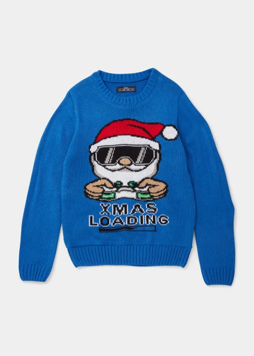 Boys Blue Christmas Light Up Gamer Knitted Jumper (4-13yrs) - 4 Yrs Image 1