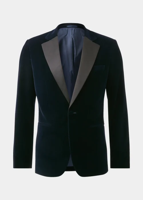 Taylor & Wright Navy Velvet Blazer - 38 Chest Regular Image 5