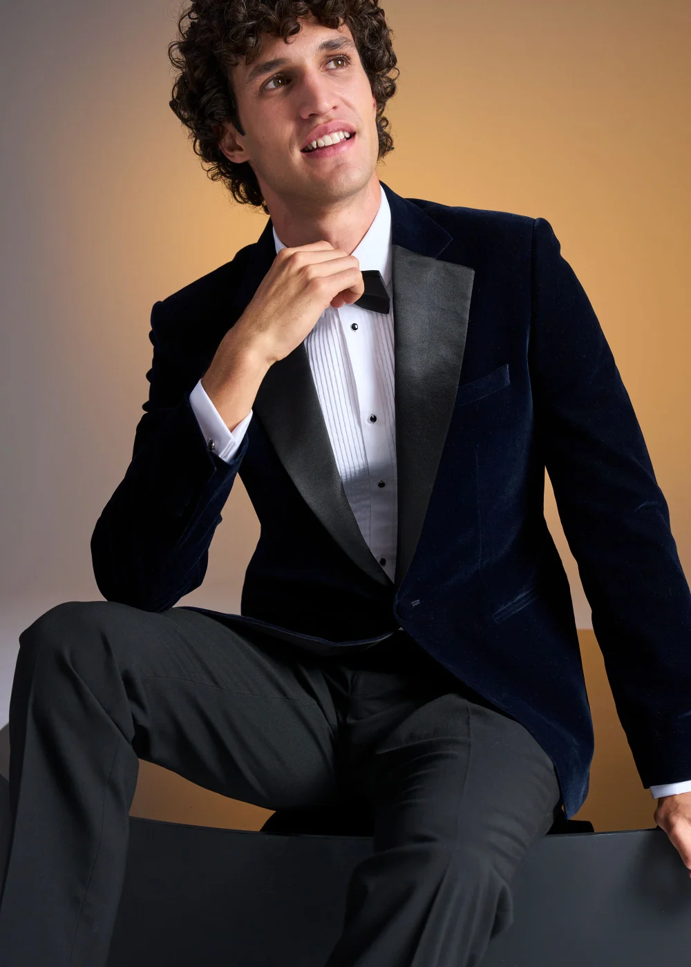 Taylor & Wright Navy Velvet Blazer - 38 Chest Regular Image 6