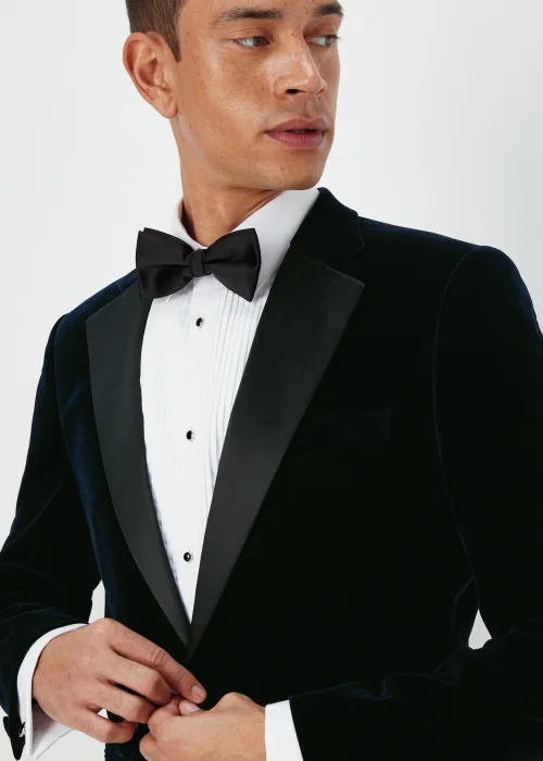 Taylor & Wright Navy Velvet Blazer - 38 Chest Regular Image 3