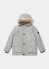 Boys Stone Faux Fur Showerproof Parka Coat (4-12yrs) - Age 4 Years Image 1