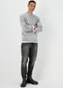 Grey Ribbed Texture Crew Neck Jumper - S Image 4