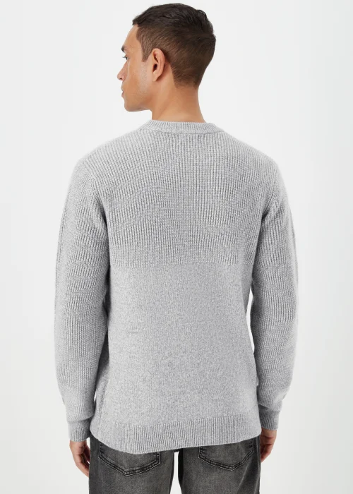 Grey Ribbed Texture Crew Neck Jumper - S Image 2