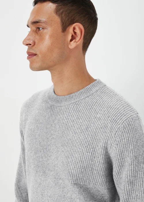 Grey Ribbed Texture Crew Neck Jumper - S Image 3