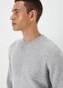 Grey Ribbed Texture Crew Neck Jumper - S Image 3