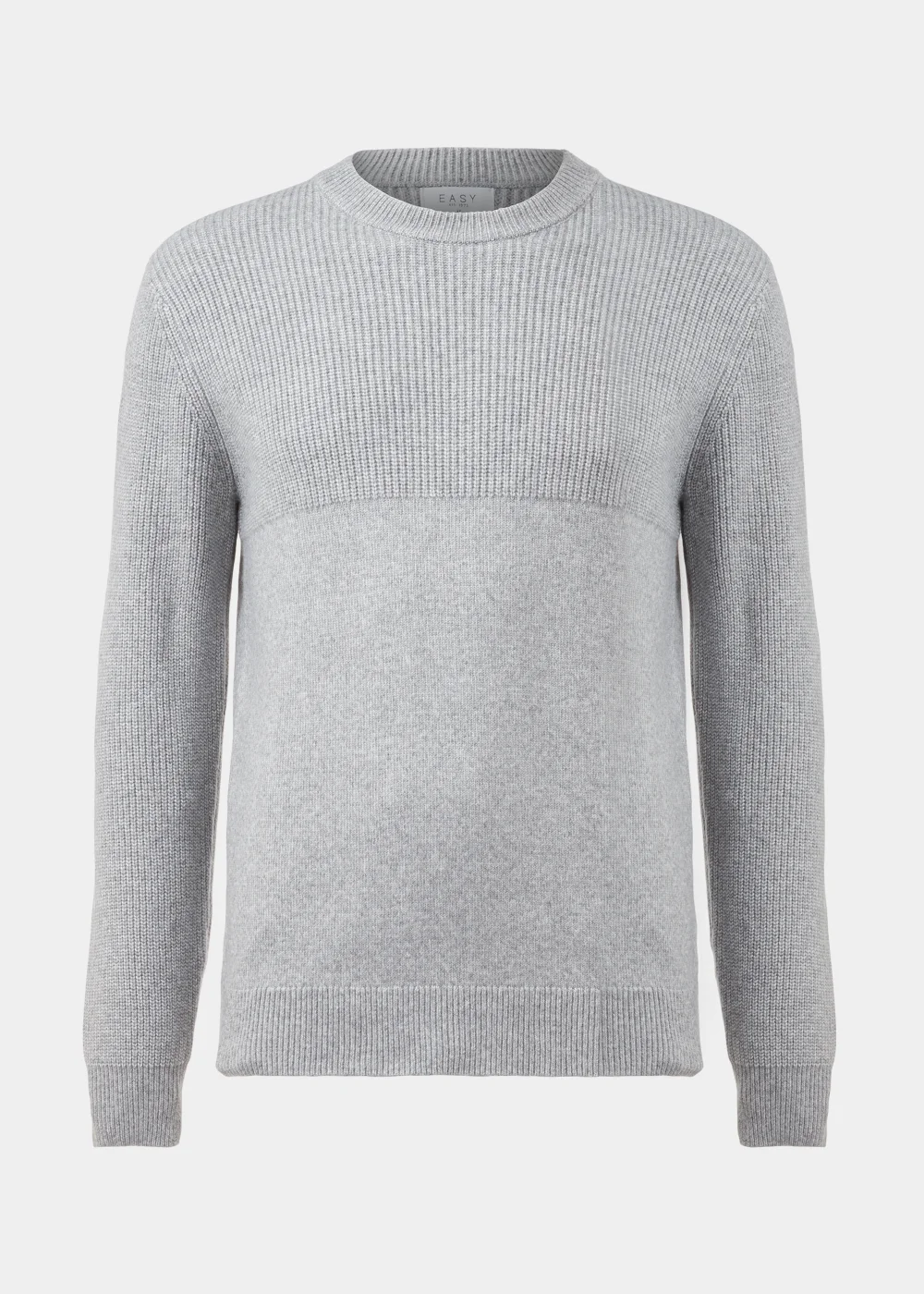 Grey Ribbed Texture Crew Neck Jumper - S Image 5
