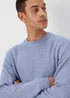 Blue Ribbed Texture Crew Neck Jumper - Small Image 3