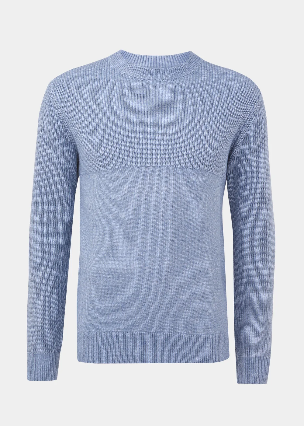 Blue Ribbed Texture Crew Neck Jumper - Small Image 5
