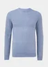Blue Ribbed Texture Crew Neck Jumper - Small Image 5