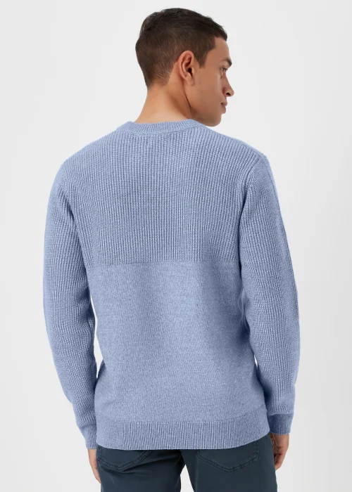 Blue Ribbed Texture Crew Neck Jumper - Small Image 2
